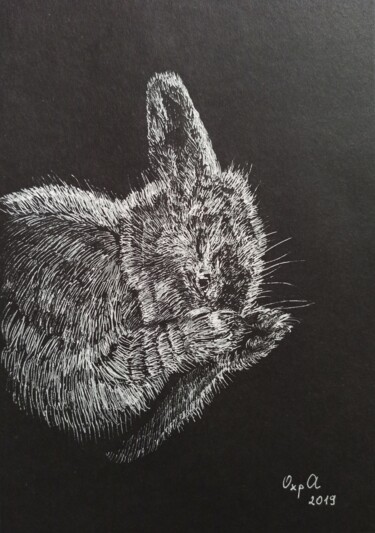 CUTE BUNNY - small drawing, original gift, interior art 제목이 "CUTE BUNNY - small…"인 그림 Alona Vakhmistrova로, 원작, 젤 펜