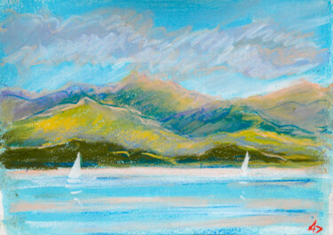 Winter day in pastel colors - serenity seascape view, sunny 제목이 "Winter day in paste…"인 그림 Dina Aseeva로, 원작, 파스텔