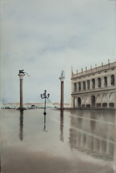 Rainy San Marco Peinture intitulée "Rainy San Marco" par Irina Schulz (shu.aniri), Œuvre d'art originale, Aquarelle
