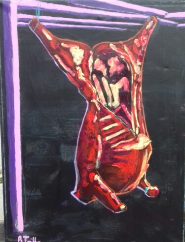 Painting titled "Bonbon boeuf vanill…" by Régis Tuaillon, Original Artwork, Acrylic Mounted on Wood Stretcher frame