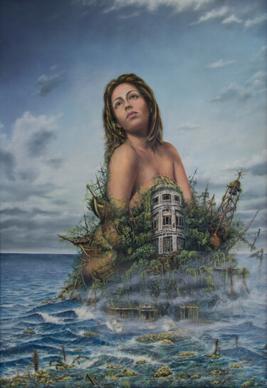 绘画 标题为“Liz's island” 由Roniel Llerena Andrade, 原创艺术品, 油