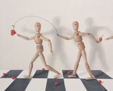 Peinture intitulée "La marche des panti…" par Reza Sarrafi, Œuvre d'art originale, Huile