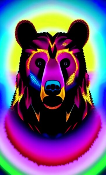 Digital Arts titled "BEAR HEAD" by Mahesh Tolani, Original Artwork, Digital Painting