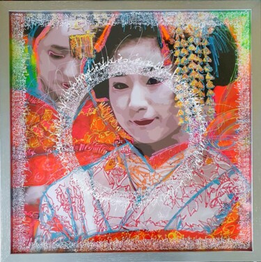 Peinture intitulée "Geisha 5" par Frédéric Haire, Œuvre d'art originale, Acrylique Monté sur Châssis en bois