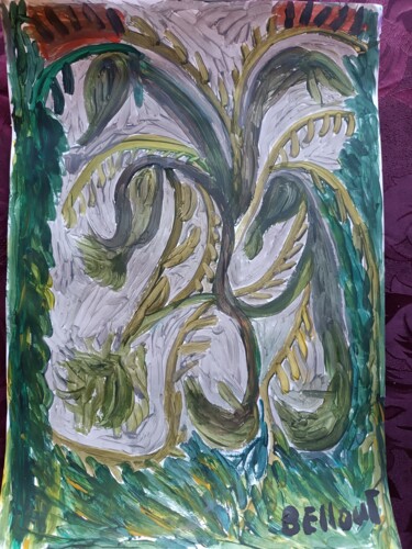 Painting titled "Verdure verte" by Messaouda Bellout, Original Artwork, Acrylic