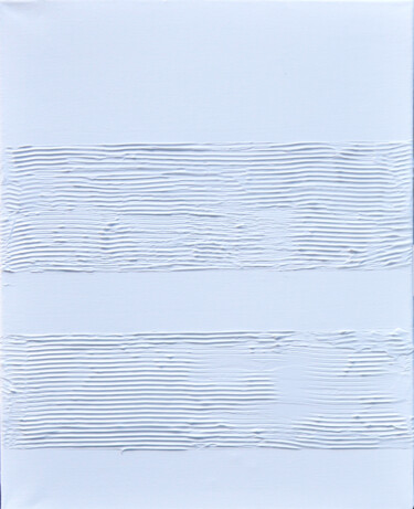 Schilderij getiteld "M-white" door Bridg', Origineel Kunstwerk, Acryl Gemonteerd op Frame voor houten brancard