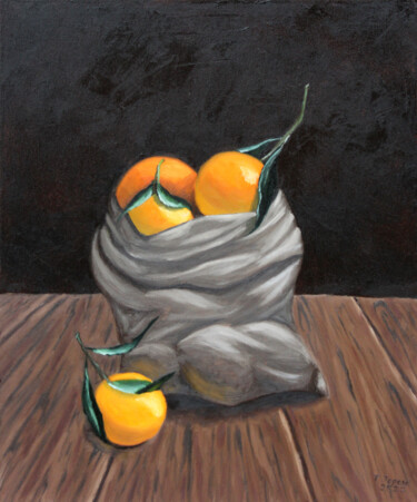 "Oranges in a bag" Painting titled ""Oranges in a bag"" by Tetiana Teresh, Original Artwork, Oil