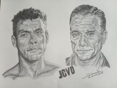 Portrait de Jean Claude Van Damme réalisé aux crayons 图画 标题为“Portrait de Jean Cl…” 由Gilles Staub (LeCrayonAgile), 原创艺术品, 铅笔