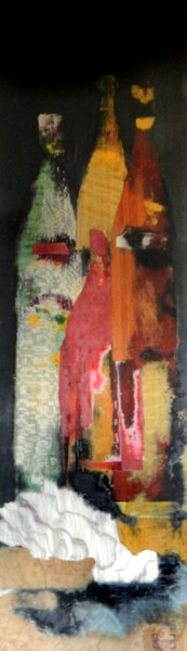 Collages titled "Bouteilles/noir" by François Grignon, Original Artwork, Collages