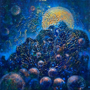 绘画 标题为“Fullmoon” 由Tanja Olsson, 原创艺术品, 丙烯 安装在木质担架架上
