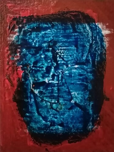 Painting titled "metà umano e robot" by Stefano Roberto Salvioli, Original Artwork, Acrylic