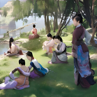 Painting titled "A Sunday Afternoon" by Michael Cheung, Original Artwork, Acrylic Mounted on Wood Stretcher frame
