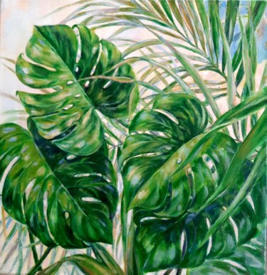 绘画 标题为“monstera leaves” 由Elena Shchenina, 原创艺术品, 油