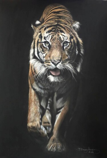 Tiger Royal Original Pastel Painting Wall Decor Portrait ART Dessin intitulée "Tiger Royal Origina…" par Deimante Bruzguliene, Œuvre d'art originale, Crayon