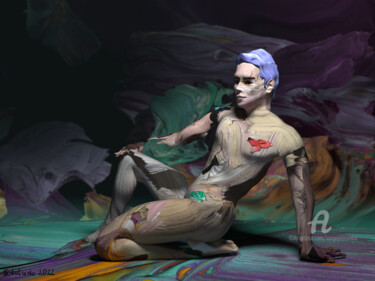Digital Arts titled "Every Dog Has Its D…" by Sergey Lutsenko, Original Artwork, 3D Modeling Mounted on Wood Stretcher frame