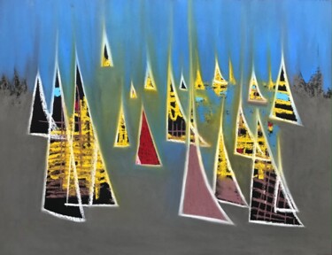 Рисунок под названием "Composition maritime" - Frédéric Hartmann, Подлинное произведение искусства, Пастель