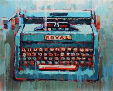 Still life - old printing machine (24x30cm, oil painting) Ζωγραφική με τίτλο "Still life - old pr…" από Narek, Αυθεντικά έργα τέχνης, Λάδι Τοποθετήθηκε στο Ξύλινο φορείο σκελετό