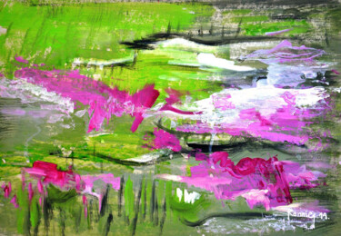 Painting titled "Remanso" by Ronnie, Original Artwork, Acrylic Mounted on Cardboard