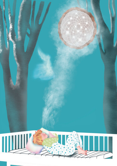 Schilderij getiteld "L'enfant et l'attra…" door Marie Perony, Origineel Kunstwerk, Digitaal Schilderwerk