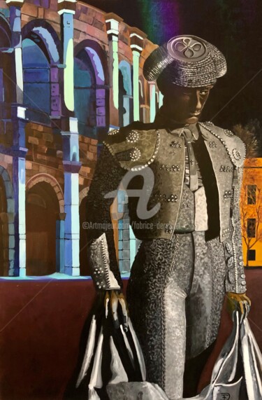 Painting titled "Nimēno II" by Fabrice Deraison, Original Artwork, Oil Mounted on Wood Stretcher frame