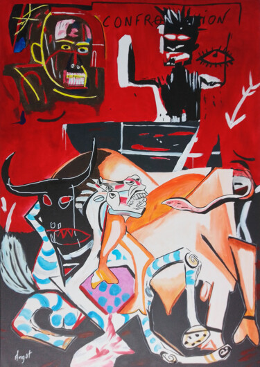 Peinture intitulée "Confrontation" par Thierry Angot, Œuvre d'art originale, Acrylique Monté sur Châssis en bois