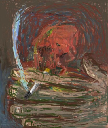 Arts numériques intitulée "Le grand fumeur et…" par Olga Richir, Œuvre d'art originale, Peinture numérique