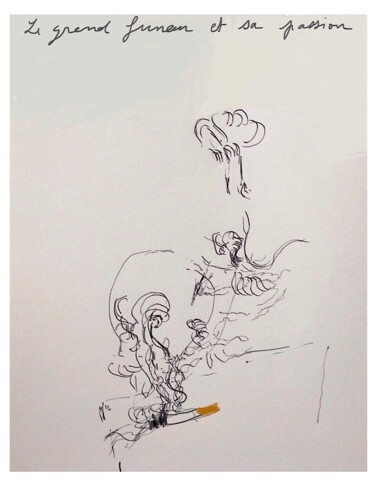 Arts numériques intitulée "Le grand  fumeur et…" par Olga Richir, Œuvre d'art originale, Travail numérique 2D