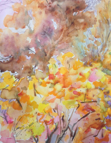 绘画 标题为“AUTUMN ABSTRACTION” 由Kristina Kristiana, 原创艺术品, 水彩