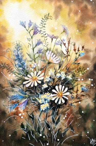 Peinture intitulée "Cottage vibes. Wild…" par Diana Rode, Œuvre d'art originale, Aquarelle
