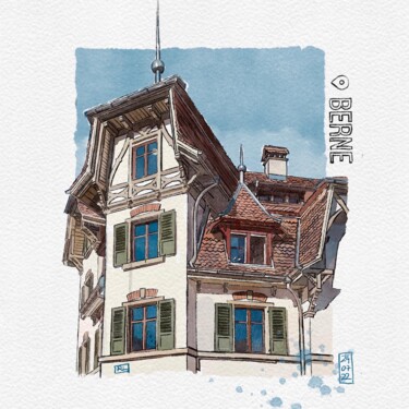 Peinture intitulée "Aquarelle façon car…" par Rachel Loeffler, Œuvre d'art originale, Aquarelle