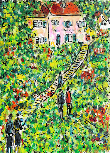 Peinture intitulée "Escaliers" par Jean Mirre, Œuvre d'art originale, Huile