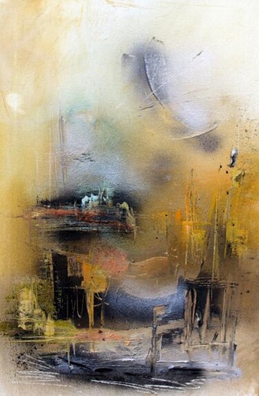Painting titled "La rade bleue 2007" by Muriel Cayet, Original Artwork, Acrylic