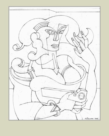 Toile de Stars N° 19738 . Dessin Drawing titled "Toile de Stars N° 1…" by Lucien Ségura, Original Artwork, Graphite
