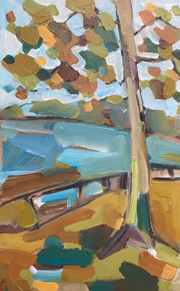 Malerei mit dem Titel "Forêt 21" von Jean-François Groisy, Original-Kunstwerk, Acryl Auf Holzplatte montiert
