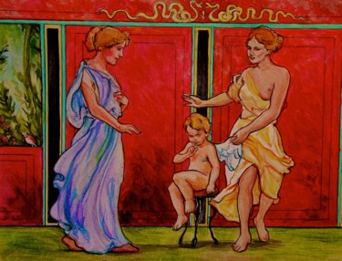 la marchande d'amour Peinture intitulée "la marchande d'amour" par Etzi, Œuvre d'art originale, Huile