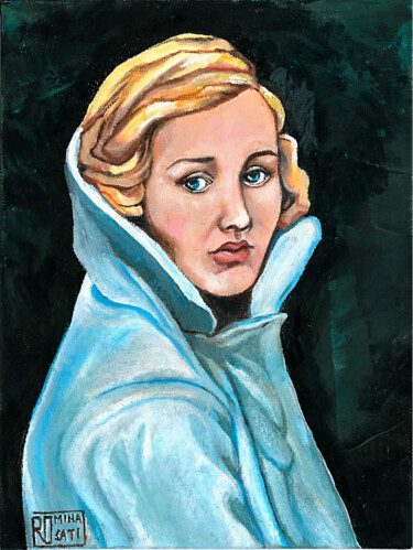 Painting titled "Donna con cappotto" by Romina Rosati, Original Artwork, Acrylic