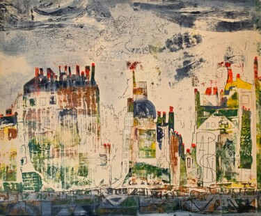 绘画 标题为“Ville N°3 Au coin d…” 由Isabelle Marthouret Brisset, 原创艺术品, 油 安装在木质担架架上