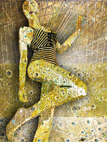 绘画 标题为“Woman In Gold” 由Tony Rubino, 原创艺术品, 丙烯 安装在木质担架架上