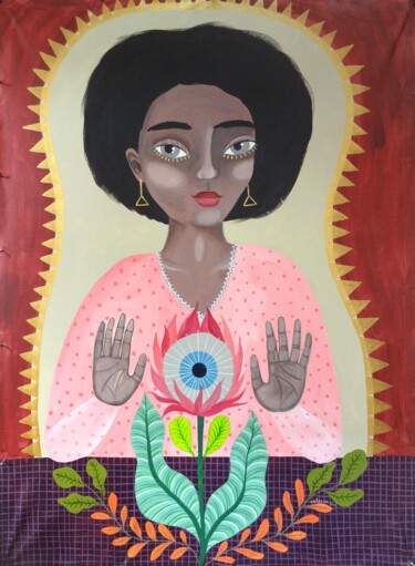 Amanda Pintura original. Retrato de mujer Regalo de casamien 제목이 "Amanda Pintura orig…"인 미술작품 Valeria Cis로, 원작, 아크릴