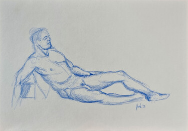 männlicher liegender Akt Zeichnungen mit dem Titel "männlicher liegende…" von Arne Groh, Original-Kunstwerk, Bleistift