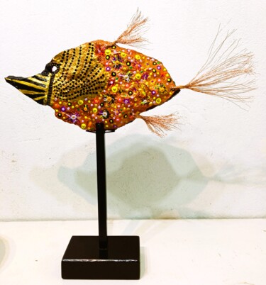 Sculpture intitulée "COMME UN POISSON DA…" par Flod, Œuvre d'art originale, Pierre