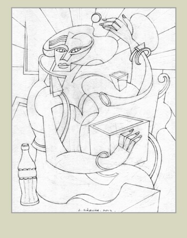 Toile de Stars N° 28831 . Dessin Drawing titled "Toile de Stars N° 2…" by Lucien Ségura, Original Artwork, Graphite