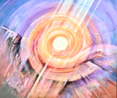 Painting titled "New Sun is rising!" by Polina Gerdjikova (POLINA), Original Artwork, Acrylic Mounted on Wood Stretcher frame