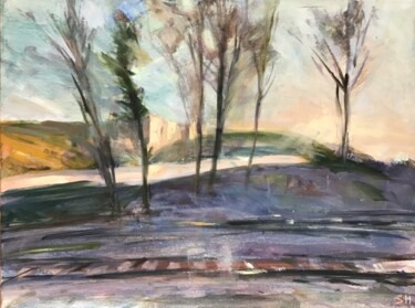 제목이 "Ferryhill - West Co…"인 미술작품 Sandra Haney로, 원작, 기름 나무 들것 프레임에 장착됨