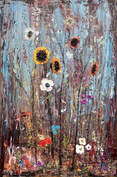 Painting titled "Swampflowers, Come…" by Matthias Lupri, Original Artwork, Oil Mounted on Wood Stretcher frame