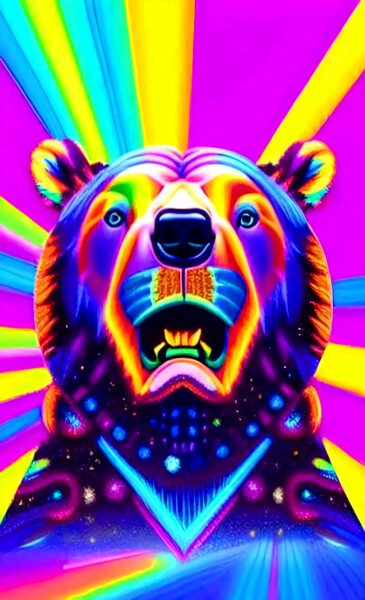 Digital Arts titled "BEAR HEAD 2" by Mahesh Tolani, Original Artwork, Digital Painting
