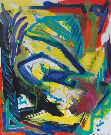 Painting titled "Matrice" by Odile Degand, Original Artwork, Acrylic Mounted on Wood Stretcher frame