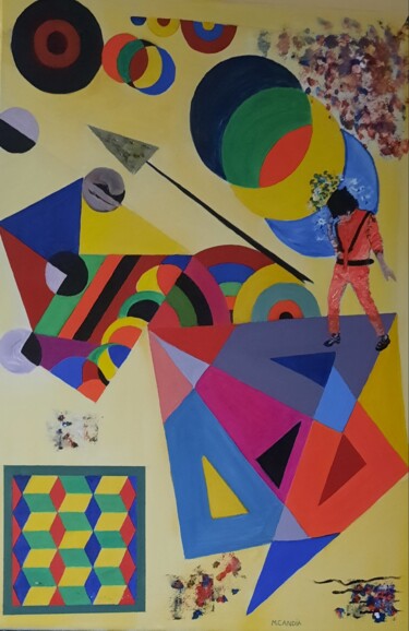 Painting titled "GEOMETRIE EN TOUT S…" by Maryse Houppilliart, Original Artwork, Oil Mounted on Wood Stretcher frame