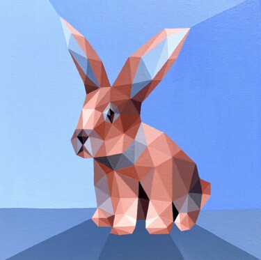 绘画 标题为“CRYSTAL RABBIT” 由Maria Tuzhilkina, 原创艺术品, 丙烯 安装在木质担架架上