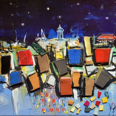 Peinture intitulée "Heureux quais" par Muriel Cayet, Œuvre d'art originale, Acrylique Monté sur Châssis en bois